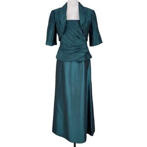 Cachet Gown Womens 8 Green Dress Suit Spaghetti Straps Bolero Jacket Formal Mob